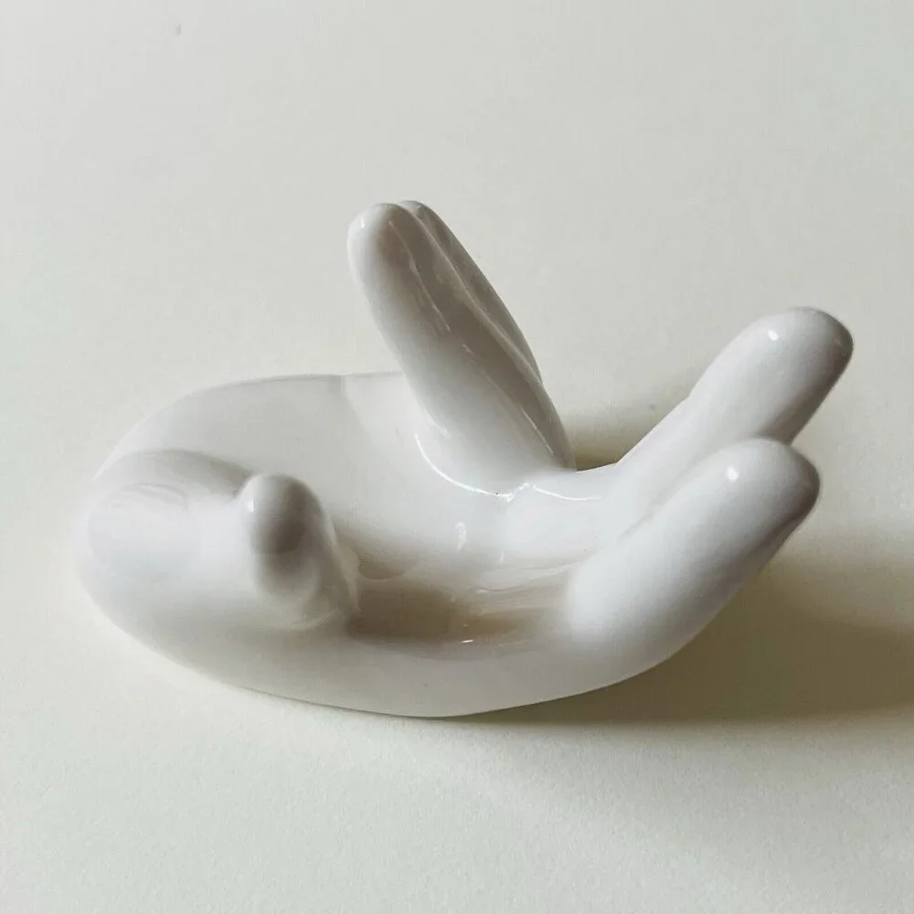 White Porcelain Hand‎ Shaped Trinket Dish Ring Holder Chopstick Home Decor White